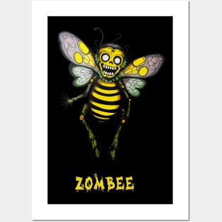 Zombee Halloween Funny Zombie and Bee Pun Posters and Art